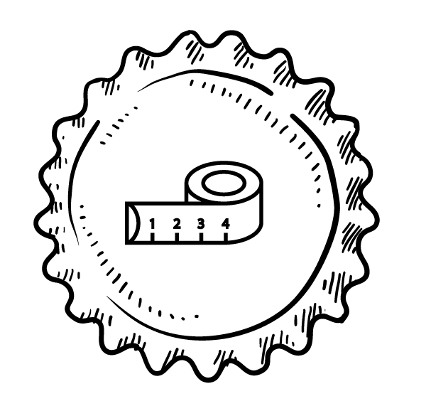 Kronkorken-Illustration mit stilisiertem Maßband in der Mitte als Symbol für Maßgeschneidert.