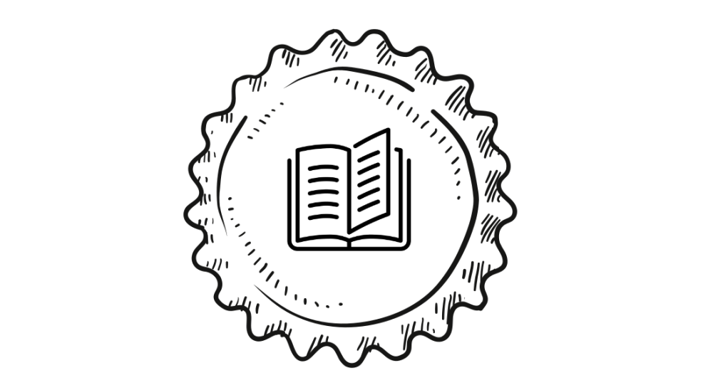 Kronkorken-Illustration mit stilisiertem Buch in der Mitte als Symbol für Fort- und Weiterbildung.